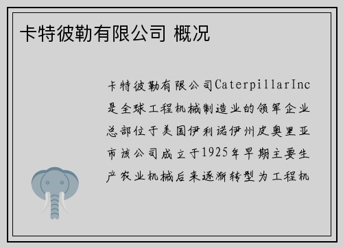卡特彼勒有限公司 概况
