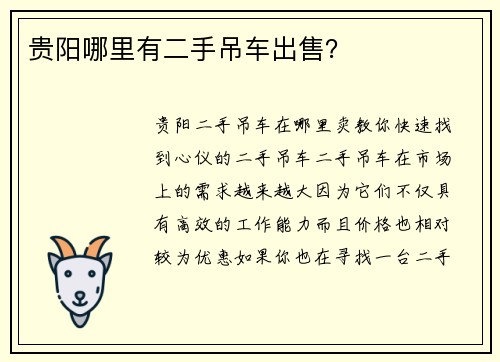 贵阳哪里有二手吊车出售？